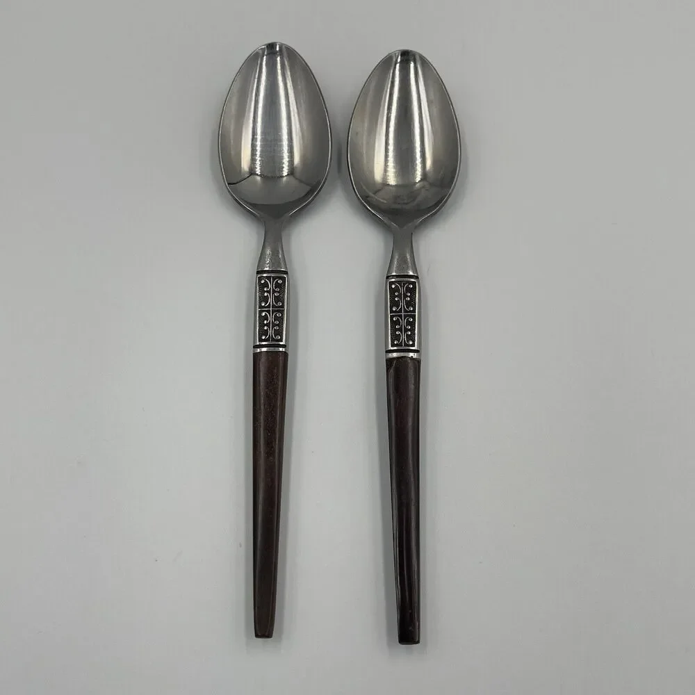 2 QTY Teaspoons EKCO Eterna La Joya MCM Japan Stainless Danish Replacement 6.5in